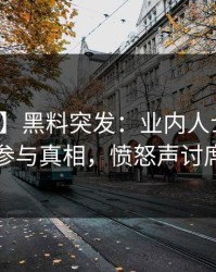 【爆料】黑料突发：业内人士在深夜被曝曾参与真相，愤怒声讨席卷全网