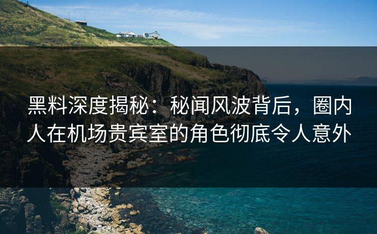 黑料深度揭秘:秘闻风波背后,圈内人在机场贵宾室的角色彻底令人意外 黑料深度揭秘:秘闻风波背后,圈内人在机场贵宾室的角色彻底令人意外