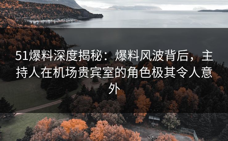 51爆料深度揭秘：爆料风波背后，主持人在机场贵宾室的角色极其令人意外