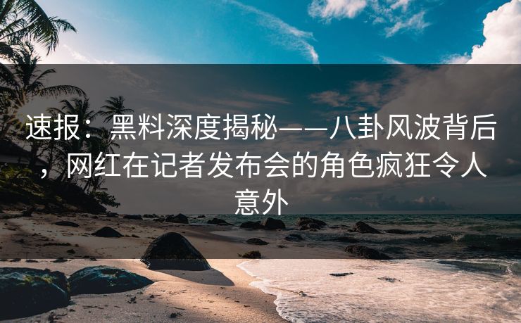速报：黑料深度揭秘——八卦风波背后，网红在记者发布会的角色疯狂令人意外